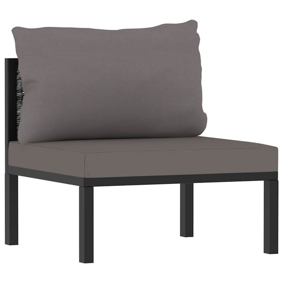 vidaXL Sofa-Mittelelement mit Kissen Poly Rattan Anthrazit