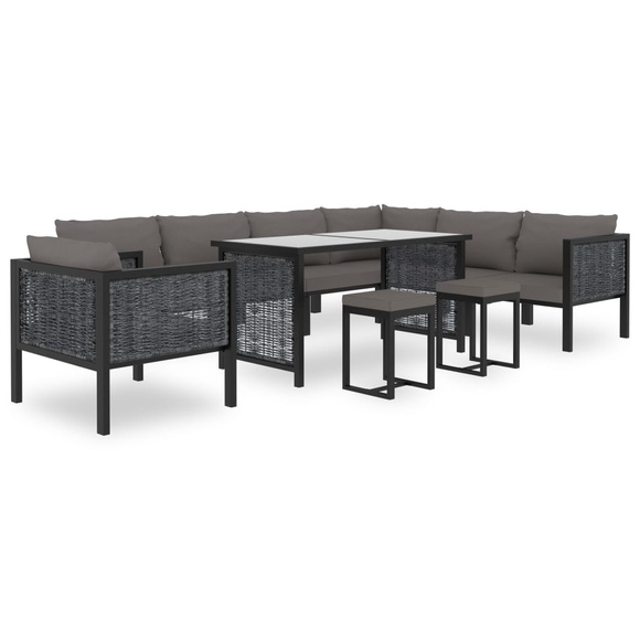 vidaXL 10-tlg. Garten-Lounge-Set mit Auflagen Poly Rattan Anthrazit