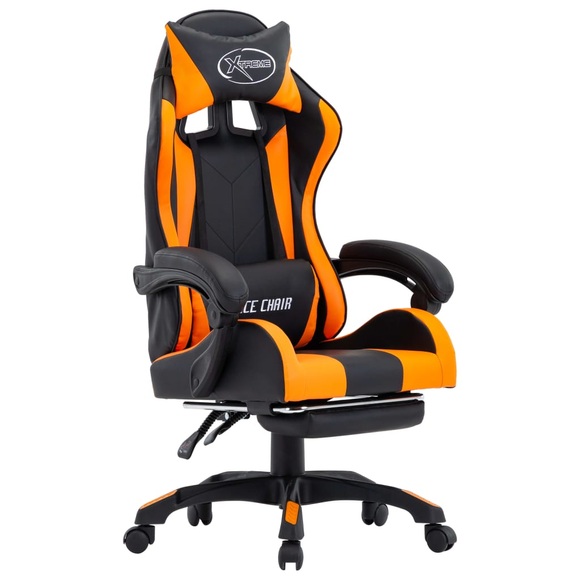 vidaXL Gaming-Stuhl mit Fußstütze Orange und Schwarz Kunstleder
