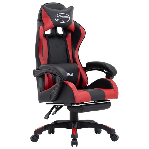 vidaXL Gaming-Stuhl mit Fußstütze Weinrot und Schwarz Kunstleder