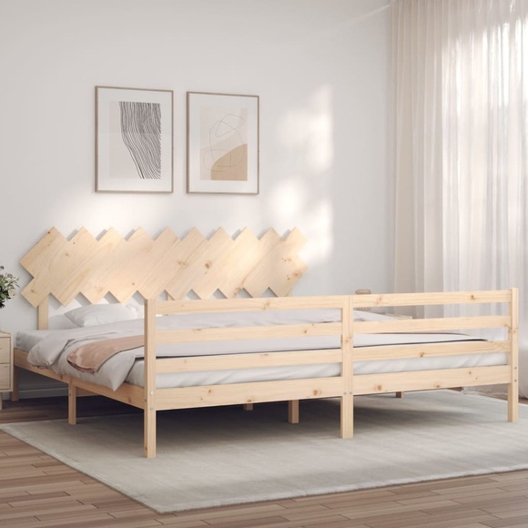 vidaXL Massivholzbett mit Kopfteil 200x200 cm