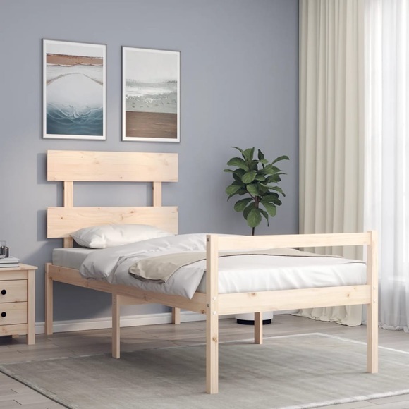 vidaXL Massivholzbett mit Kopfteil 2FT6 Small Single