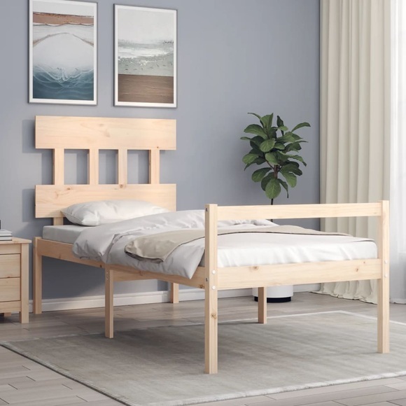 vidaXL Massivholzbett mit Kopfteil 90x200 cm