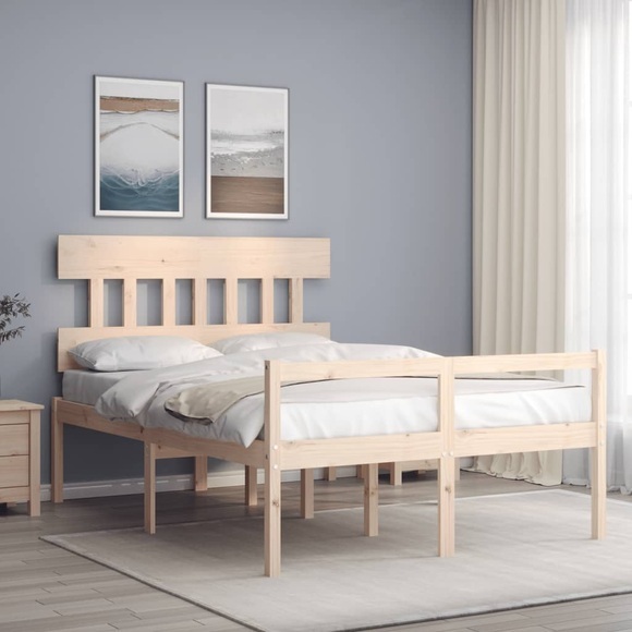 vidaXL Massivholzbett mit Kopfteil 120x200 cm