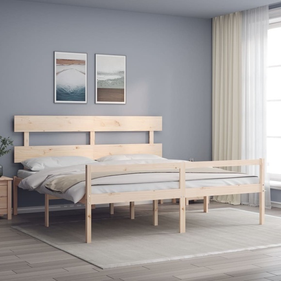 vidaXL Massivholzbett mit Kopfteil 6FT Super King