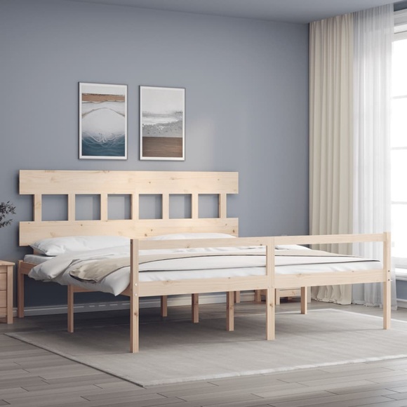 vidaXL Massivholzbett mit Kopfteil 6FT Super King