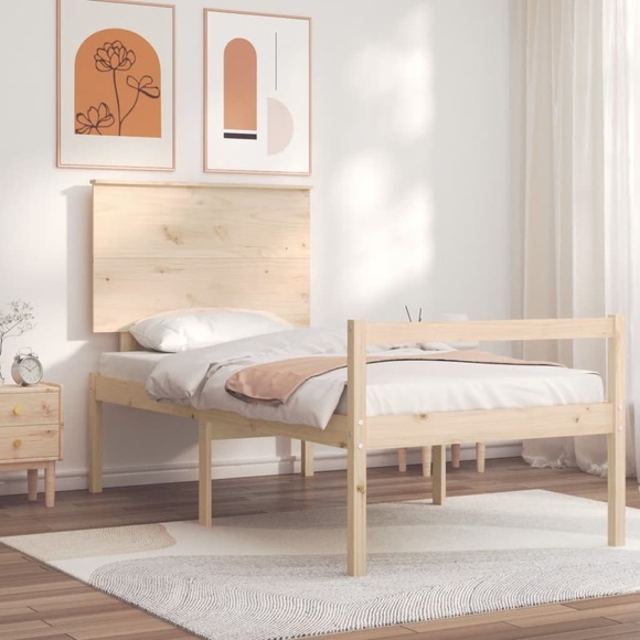 vidaXL Massivholzbett mit Kopfteil 2FT6 Small Single