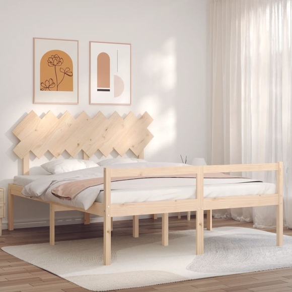 vidaXL Massivholzbett mit Kopfteil 160x200 cm