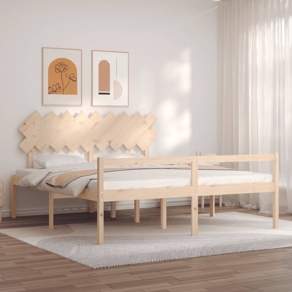 vidaXL Massivholzbett mit Kopfteil 6FT Super King