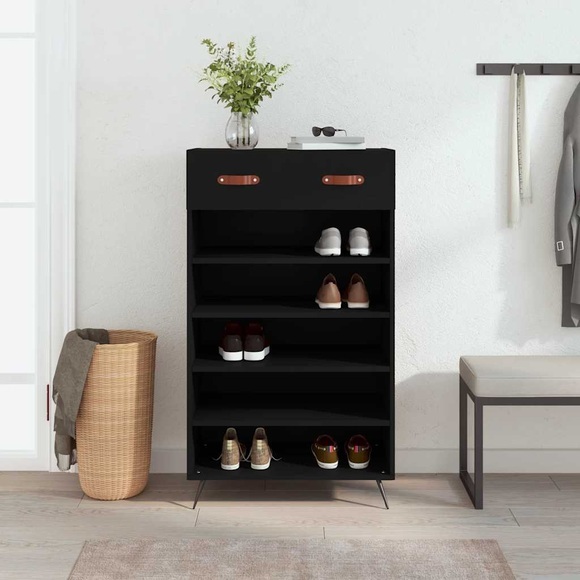 vidaXL Schuhschrank Schwarz 60x35x105 cm Holzwerkstoff