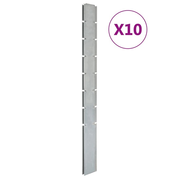 vidaXL Zaunpfosten 10 Stk. Silbern 200 cm Verzinkter Stahl
