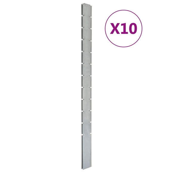 vidaXL Zaunpfosten 10 Stk. Silbern 280 cm Verzinkter Stahl