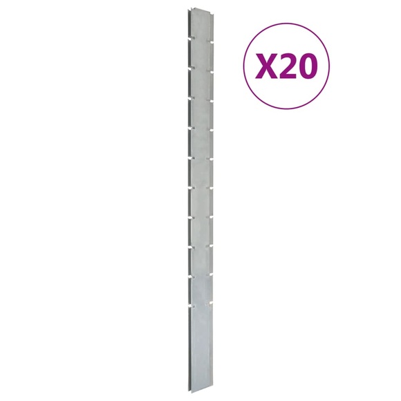 vidaXL Zaunpfosten 20 Stk. Silbern 260 cm Verzinkter Stahl