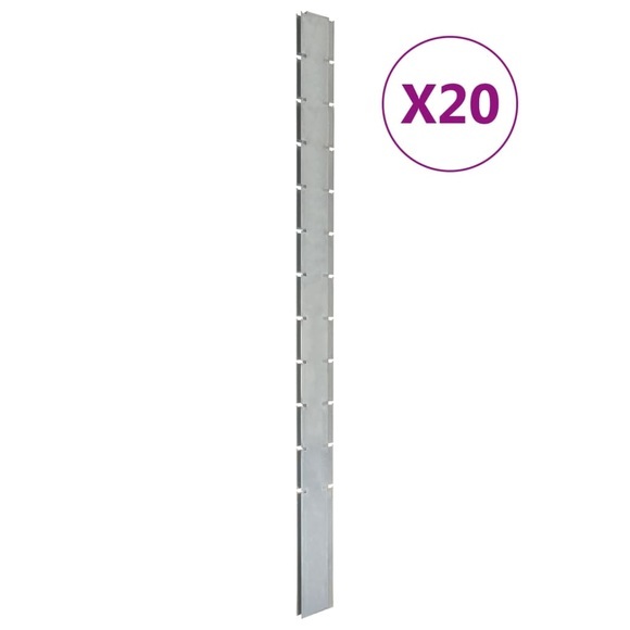 vidaXL Zaunpfosten 20 Stk. Silbern 280 cm Verzinkter Stahl