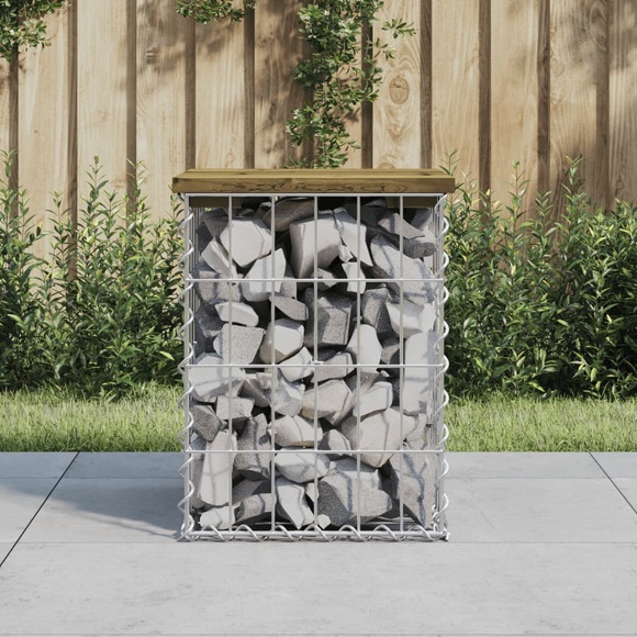 vidaXL Gartenbank aus Gabionen 33x31x42 cm Kiefernholz Imprägniert