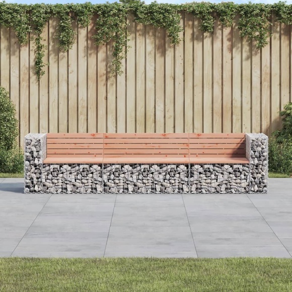 vidaXL Gartenbank aus Gabionen 287x71x65,5 cm Massivholz Douglasie