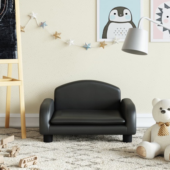 vidaXL Kindersofa Schwarz 50x40x30 cm Kunstleder