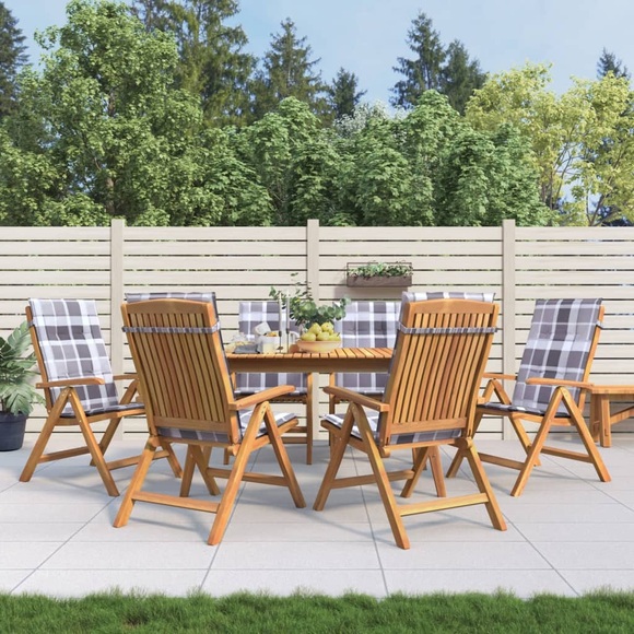 vidaXL Gartenstühle mit Kissen 6 Stk. Massivholz Teak