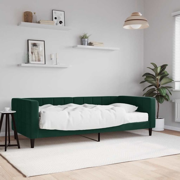vidaXL Tagesbett mit Matratze Dunkelgrün 90x200 cm Samt