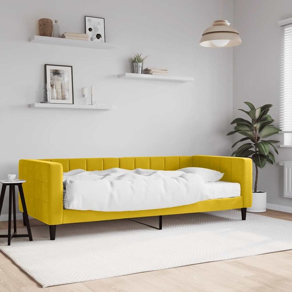 vidaXL Tagesbett mit Matratze Gelb 90x200 cm Samt