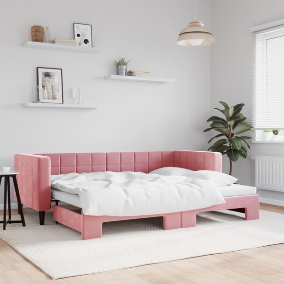 vidaXL Tagesbett Ausziehbar Rosa 80x200 cm Samt