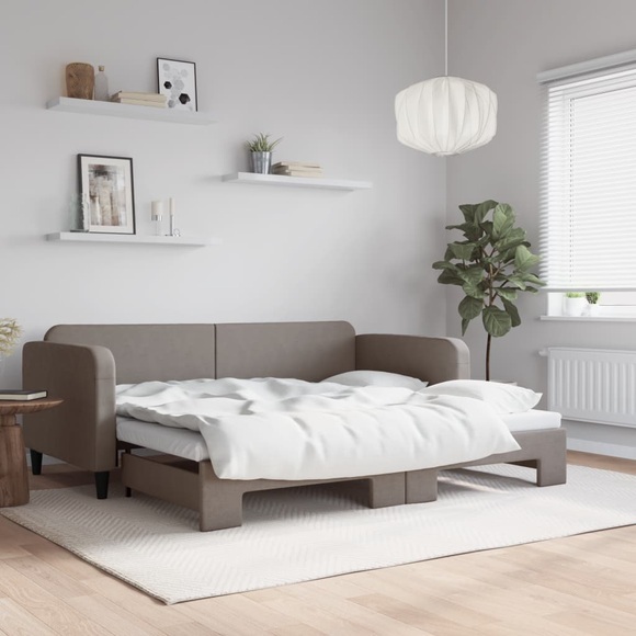 vidaXL Tagesbett Ausziehbar Taupe 90x200 cm Stoff