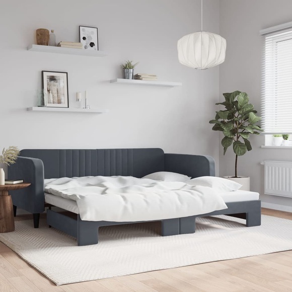 vidaXL Tagesbett Ausziehbar Dunkelgrau 100x200 cm Samt