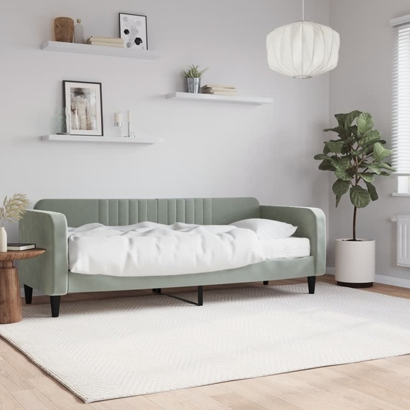 vidaXL Tagesbett mit Matratze Hellgrau 80x200 cm Samt