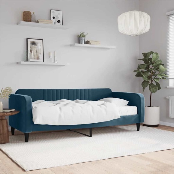 vidaXL Tagesbett mit Matratze Blau 90x200 cm Samt