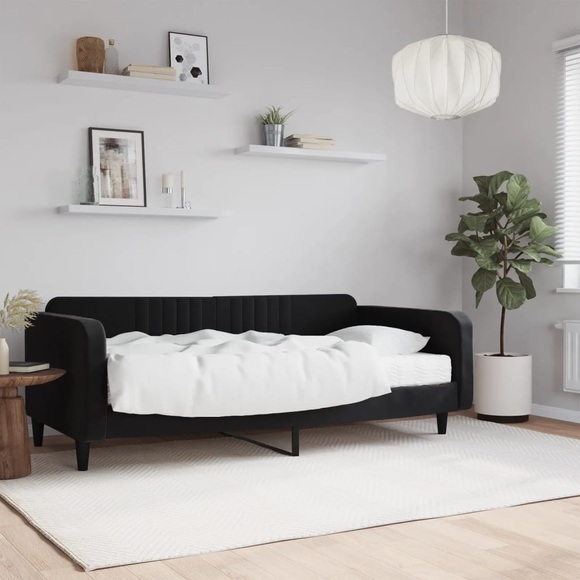 vidaXL Tagesbett mit Matratze Schwarz 100x200 cm Samt