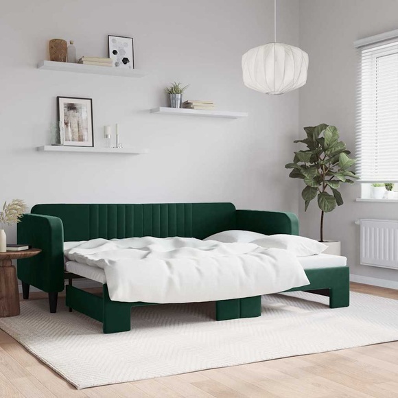 vidaXL Tagesbett Ausziehbar Dunkelgrün 80x200 cm Samt