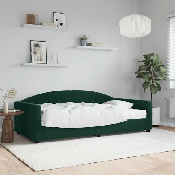 vidaXL Tagesbett mit Matratze Dunkelgrün 100x200 cm Samt