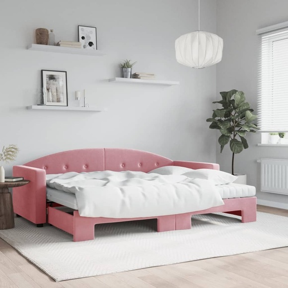 vidaXL Tagesbett Ausziehbar mit Matratzen Rosa 80x200 cm Samt
