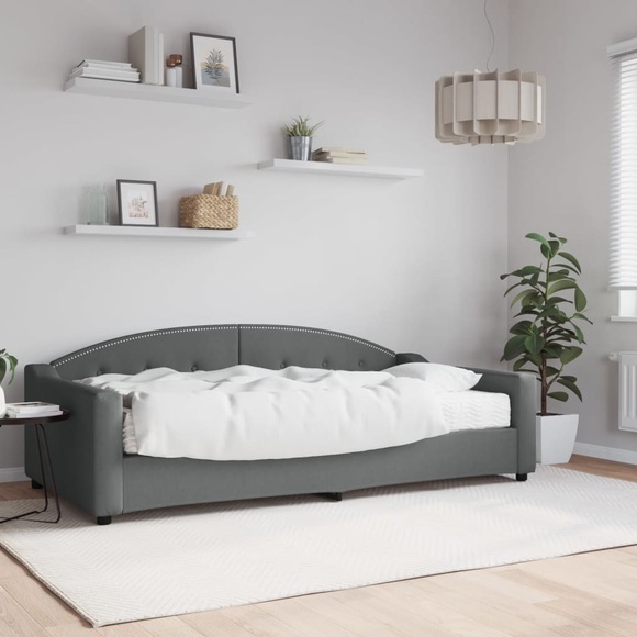 vidaXL Tagesbett mit Matratze Dunkelgrau 100x200 cm Stoff