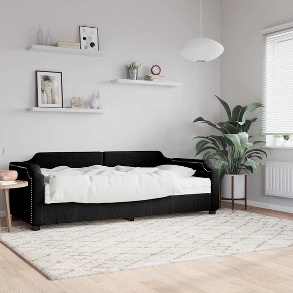 vidaXL Tagesbett mit Matratze Schwarz 80x200 cm Stoff