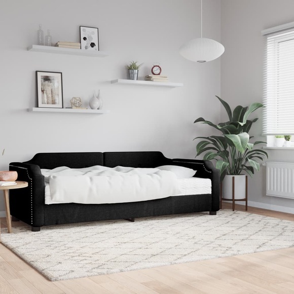 vidaXL Tagesbett mit Matratze Schwarz 90x200 cm Stoff