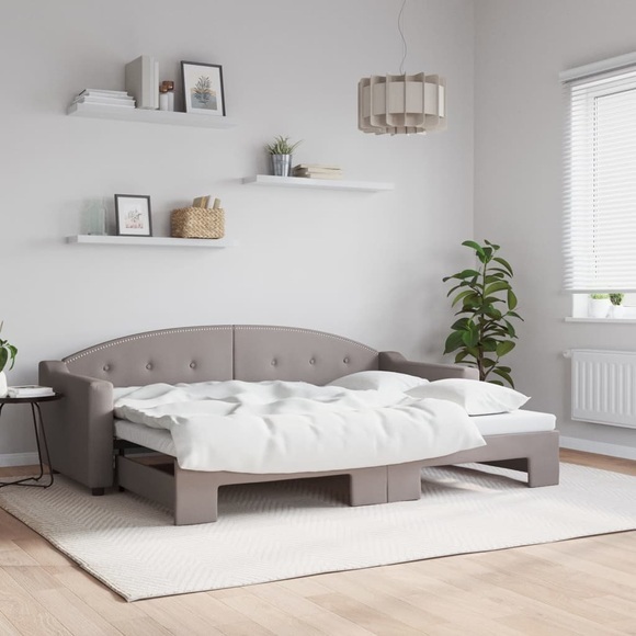 vidaXL Tagesbett Ausziehbar Taupe 80x200 cm Stoff