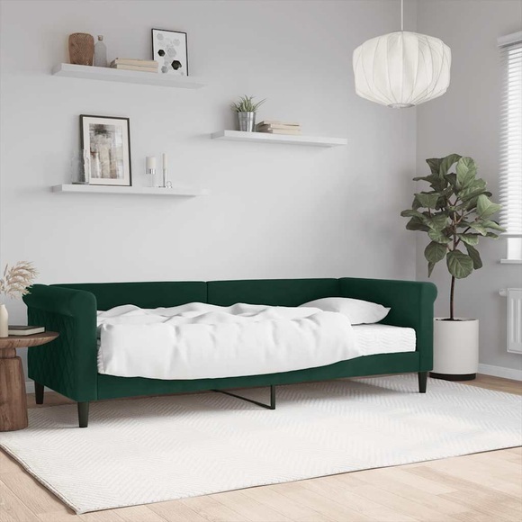 vidaXL Tagesbett mit Matratze Dunkelgrün 80x200 cm Samt