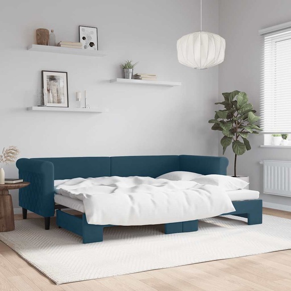 vidaXL Tagesbett Ausziehbar Blau 80x200 cm Samt