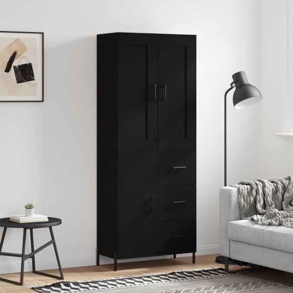 vidaXL Highboard Schwarz 69,5x34x180 cm Holzwerkstoff