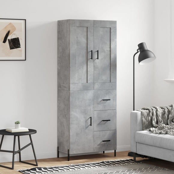 vidaXL Highboard Betongrau 69,5x34x180 cm Holzwerkstoff