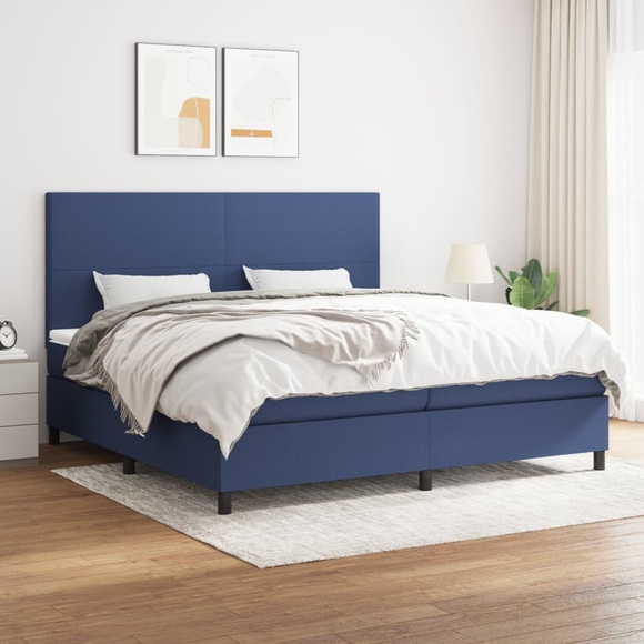 vidaXL Boxspringbett mit Matratze Blau 200x200 cm Stoff