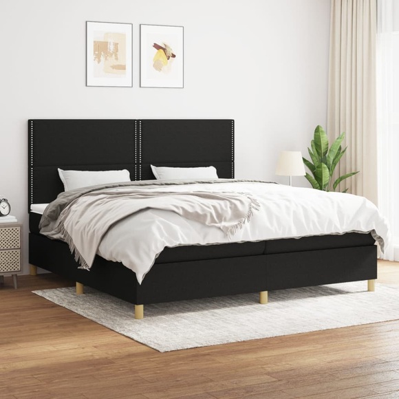 vidaXL Boxspringbett mit Matratze Schwarz 200x200 cm Stoff