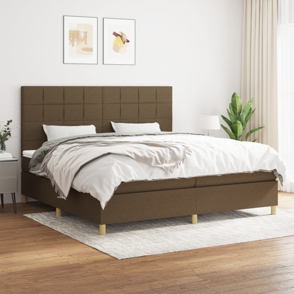 vidaXL Boxspringbett mit Matratze Dunkelbraun 200x200 cm Stoff