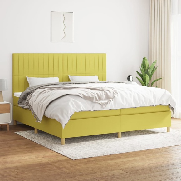 vidaXL Boxspringbett mit Matratze Grün 200x200 cm Stoff
