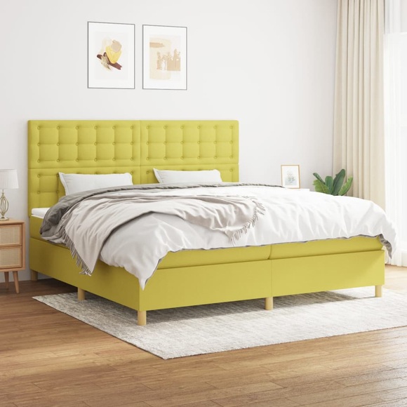 vidaXL Boxspringbett mit Matratze Grün 200x200 cm Stoff
