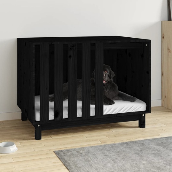 vidaXL Hundehütte Schwarz 90x60x67 cm Massivholz Kiefer