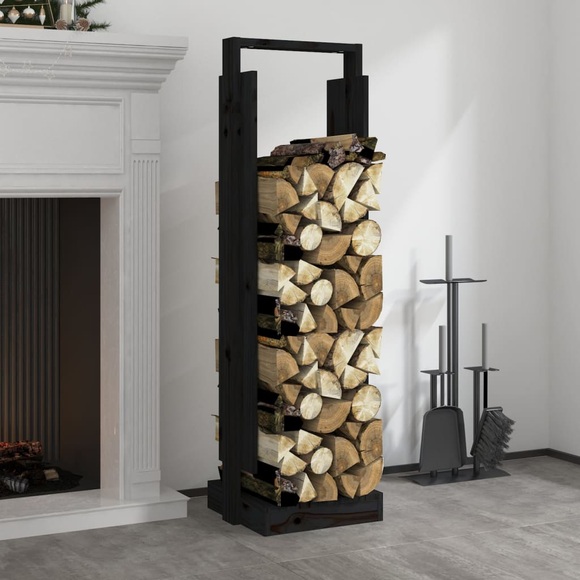 vidaXL Kaminholzhalter Schwarz 33,5x30x110 cm Massivholz Kiefer