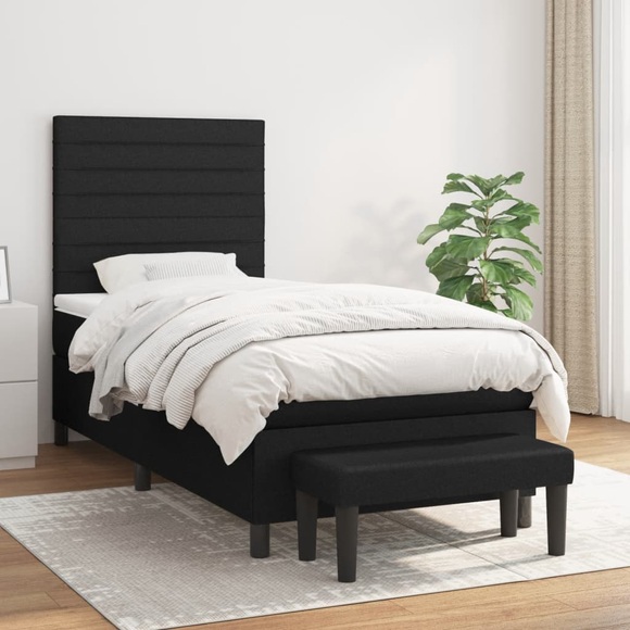 vidaXL Boxspringbett mit Matratze Schwarz 100x200 cm Stoff