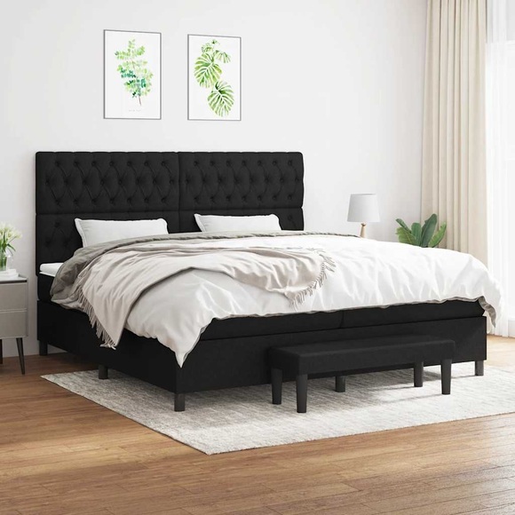 vidaXL Boxspringbett mit Matratze Schwarz 200x200 cm Stoff